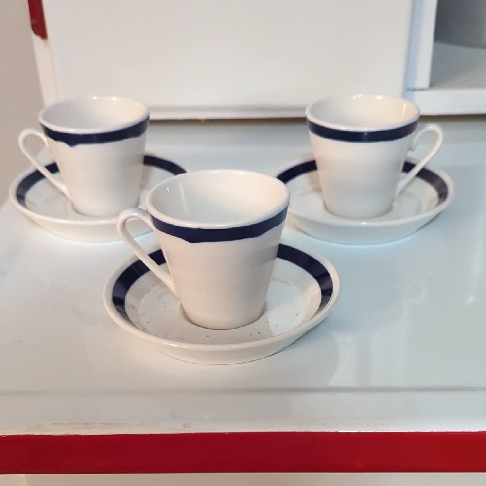 Vtg. Espresso Cup & Saucer Trio